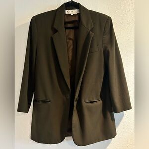 Vintage Career Essentials Brown Suit Jacket with Relaxed Fit Size 12